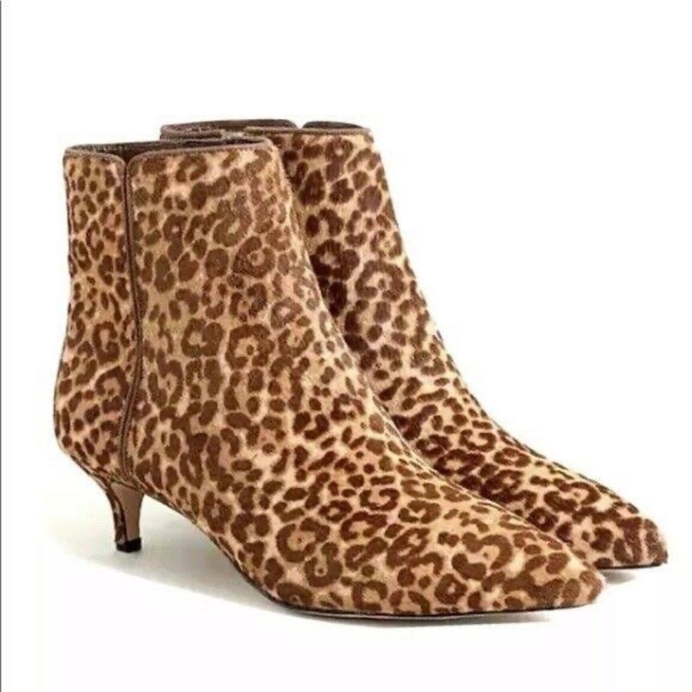 NEW J. Crew Fiona Leopard Calf Hair Ankle Boots